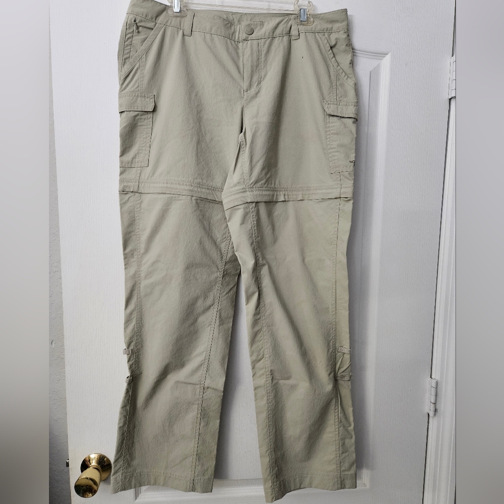 The North Face Womens Khacki Convertible Cargo Pants Shorts Sz 14 - Picture 2 of 6